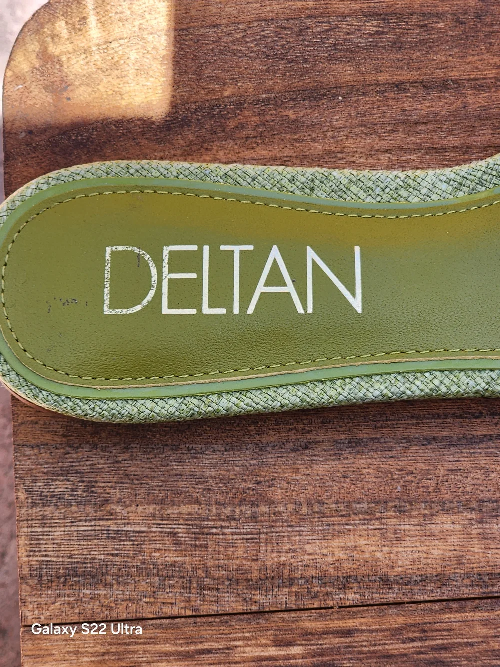 Deltan Women's Flora Linen Pearl Disc Flat Sandals in Sublime Green, Size 6